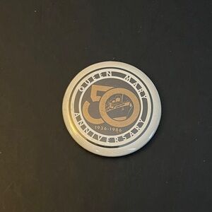 Vintage Queen Mary 50th Anniversary Button – 1986 Ship Souvenir (1936–1986)
